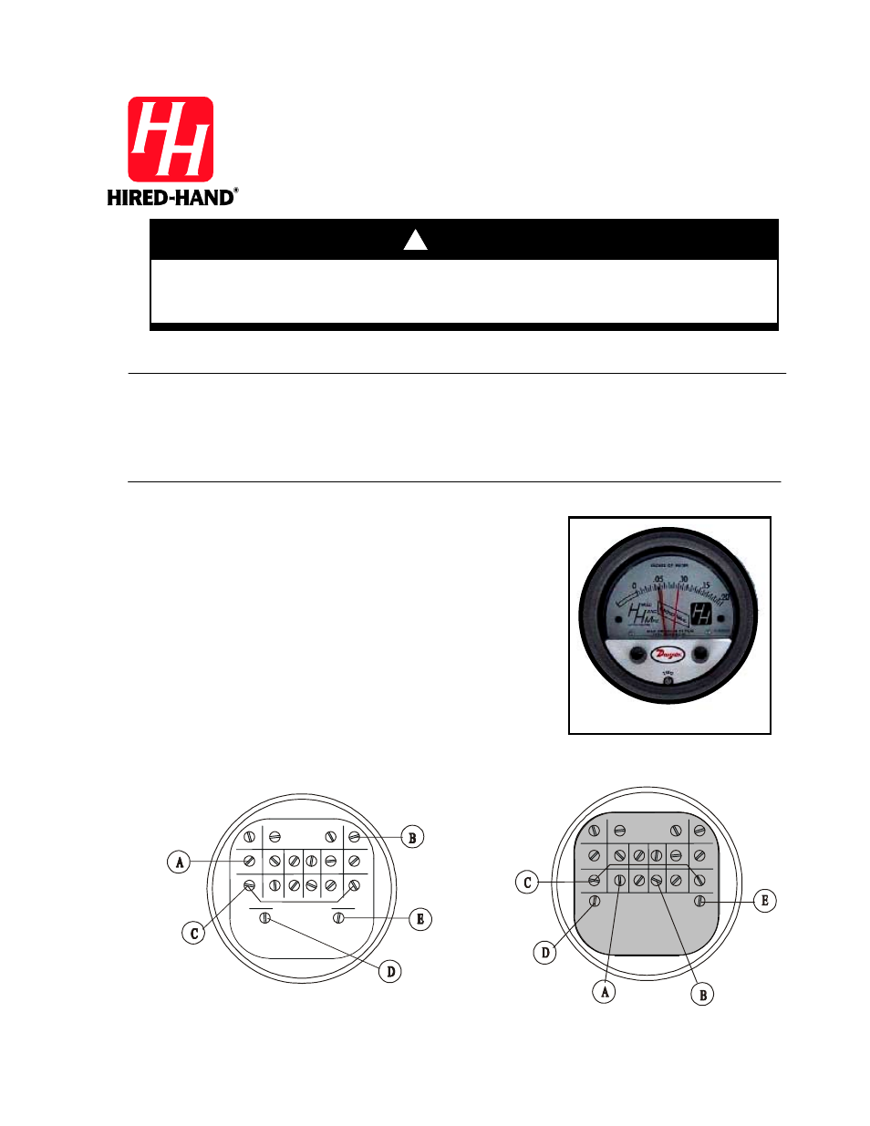 Hired-Hand Electro Mechanical Controls (Relay-Switches): Photohelic Gauge User Manual | 1 page