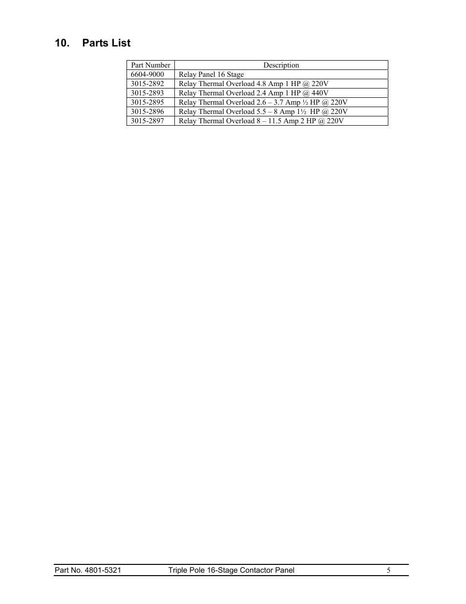 Parts list | Hired-Hand Contactor Control System (CCS): Triple Pole 16-Stage User Manual | Page 7 / 7