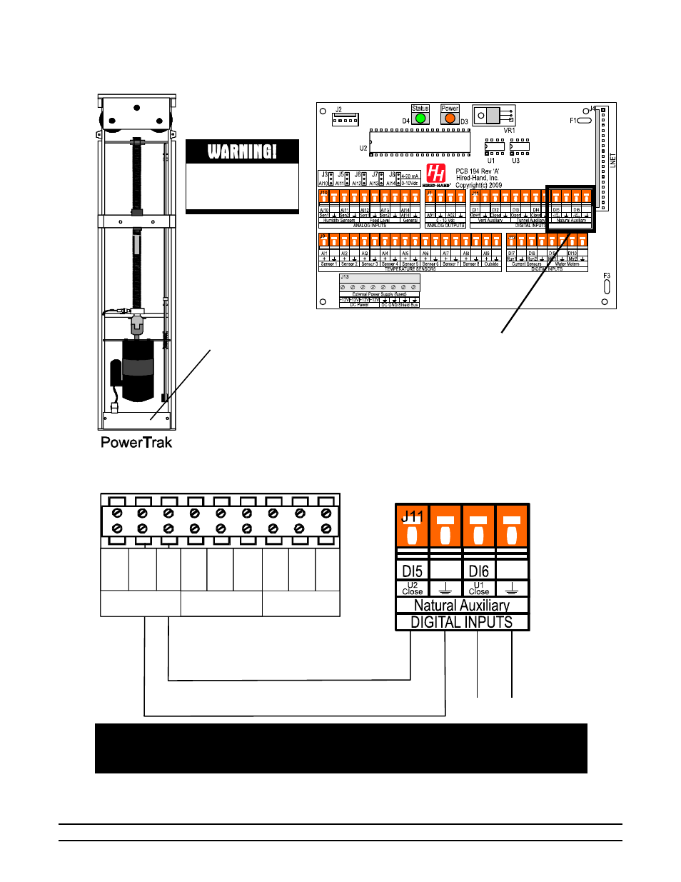 Warning, Powertrak | Hired-Hand Evolution 4000 Control System User Manual | Page 67 / 86