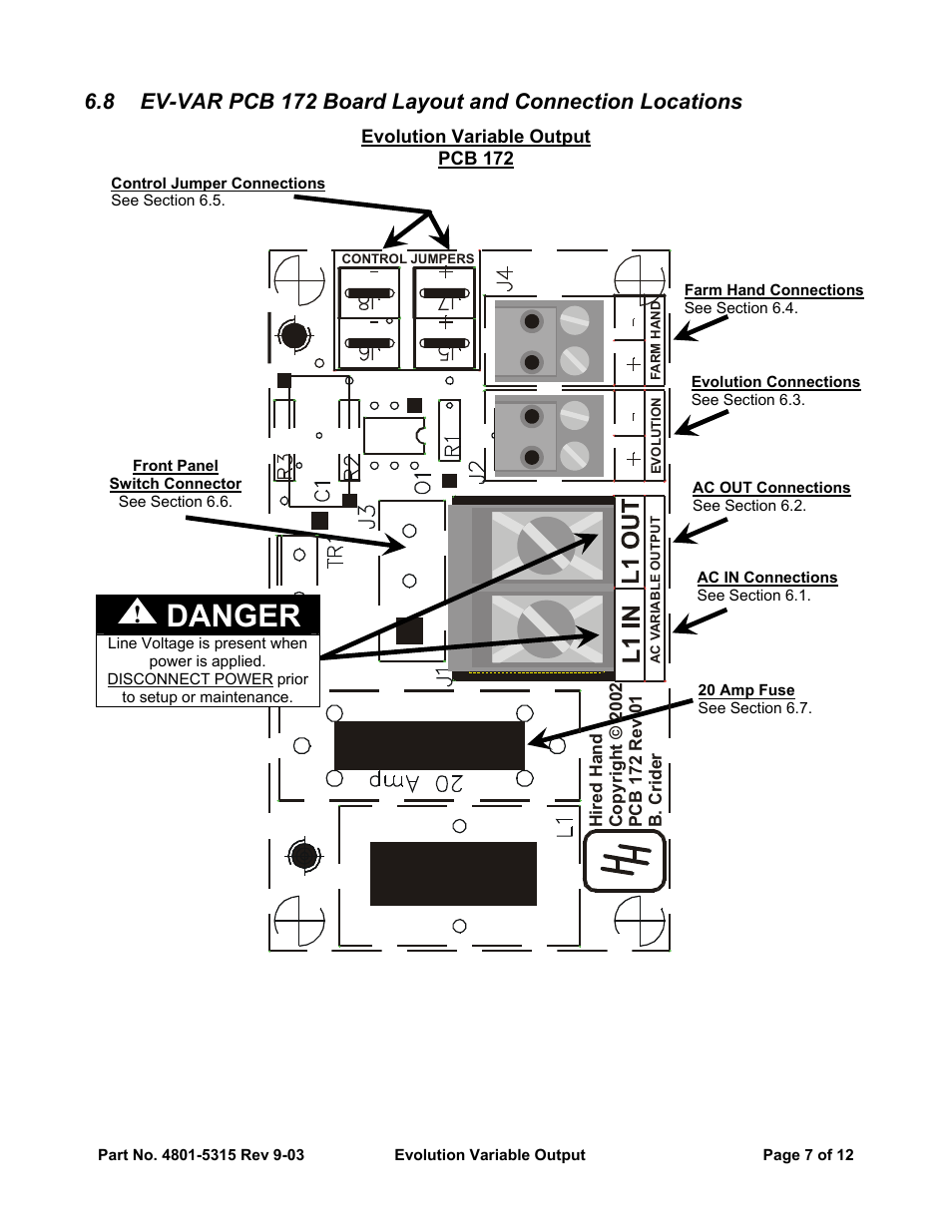 Danger | Hired-Hand Evolution Series 3000/3001: Variable Output User Manual | Page 7 / 12