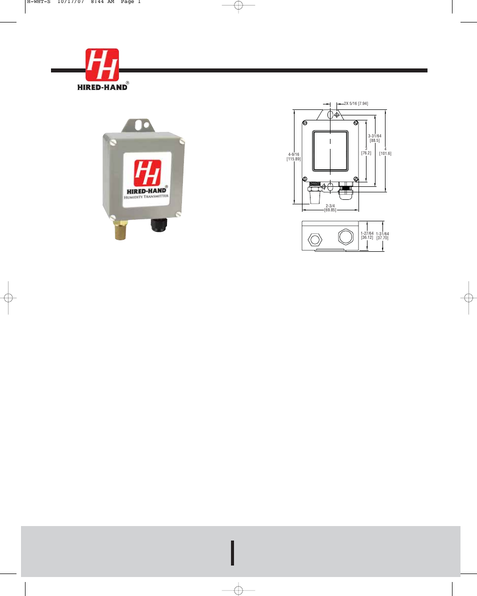 Hired-Hand Evolution Series 3000/3001: Humidity Transmitter User Manual | 4 pages