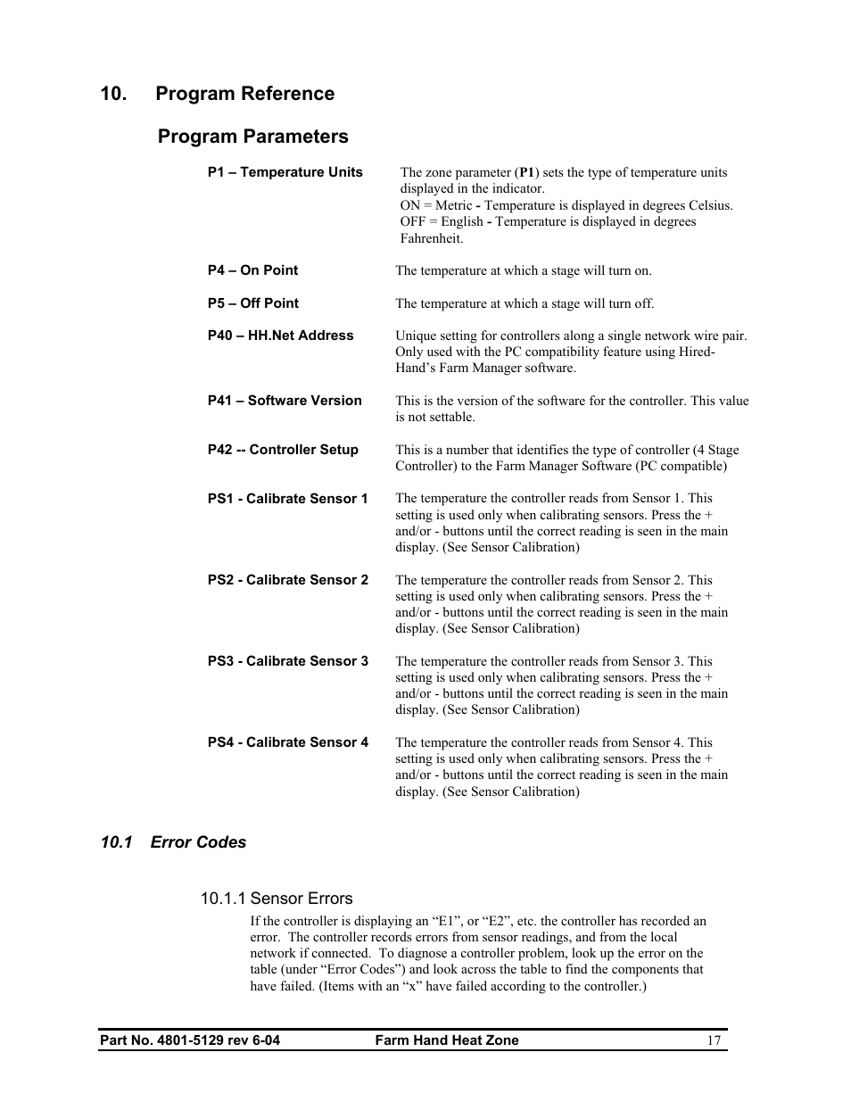 Program reference, Program parameters | Hired-Hand Farm Hand Series: Heat Zone User Manual | Page 19 / 23