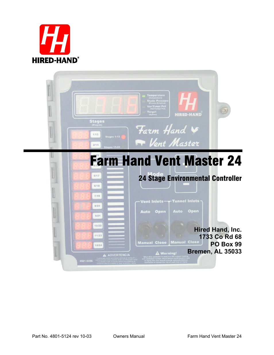 Hired-Hand Farm Hand Series: Vent Master 24 User Manual | 40 pages