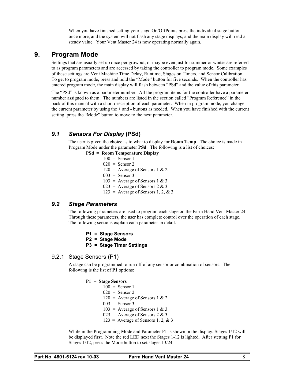 Program mode | Hired-Hand Farm Hand Series: Vent Master 24 User Manual | Page 10 / 40