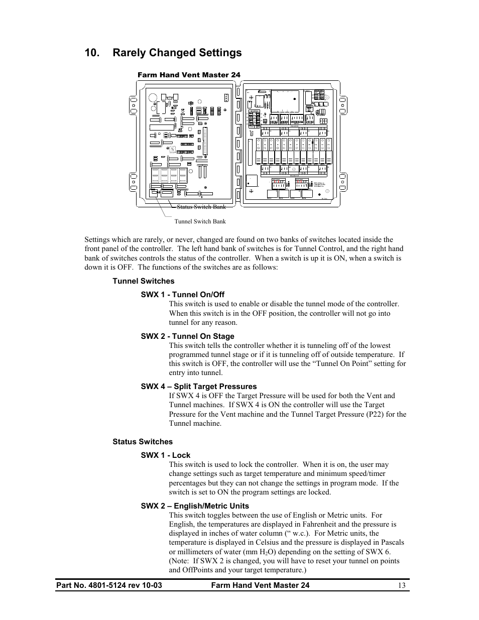 Rarely changed settings | Hired-Hand Farm Hand Series: Vent Master 24 User Manual | Page 15 / 40
