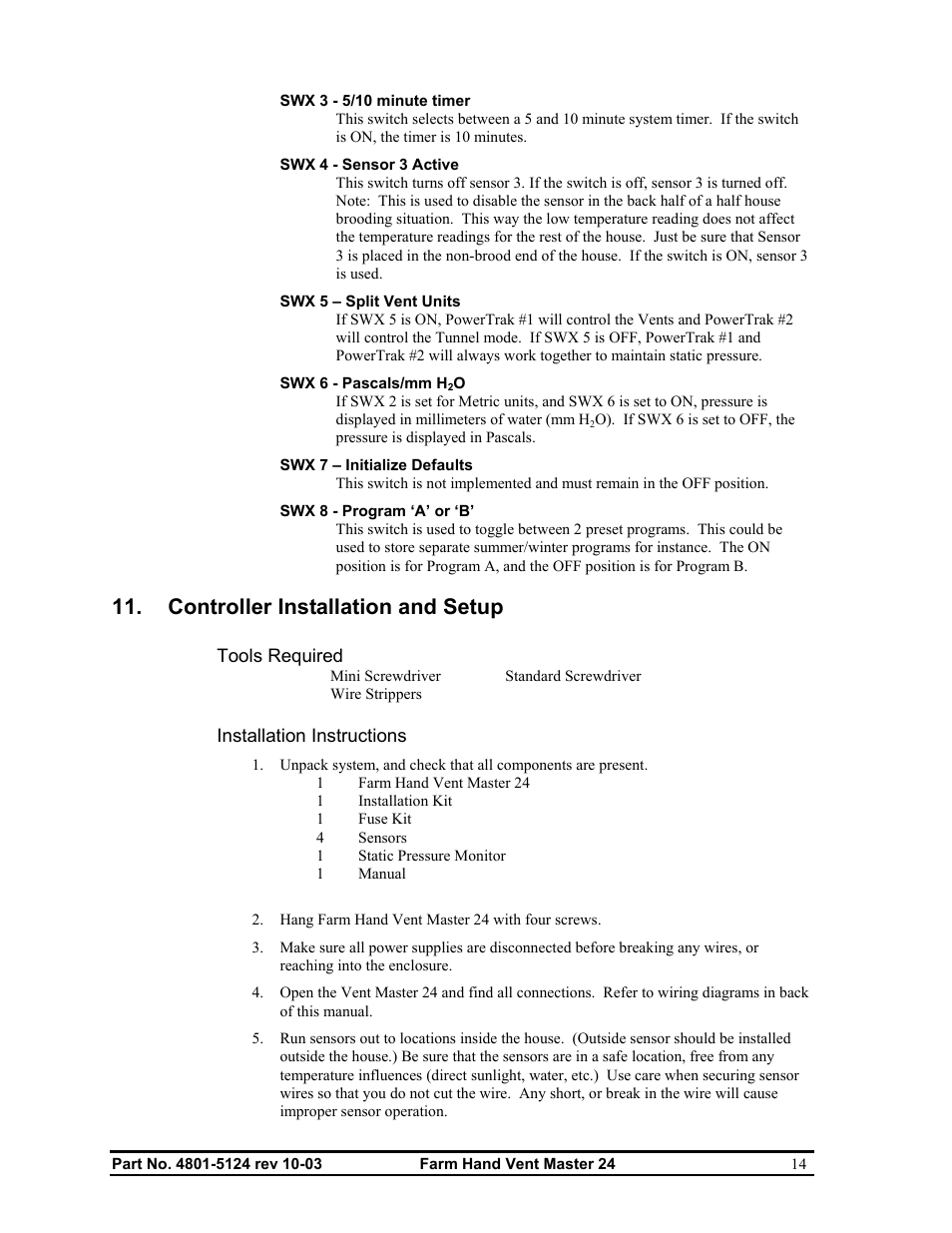 Controller installation and setup | Hired-Hand Farm Hand Series: Vent Master 24 User Manual | Page 16 / 40