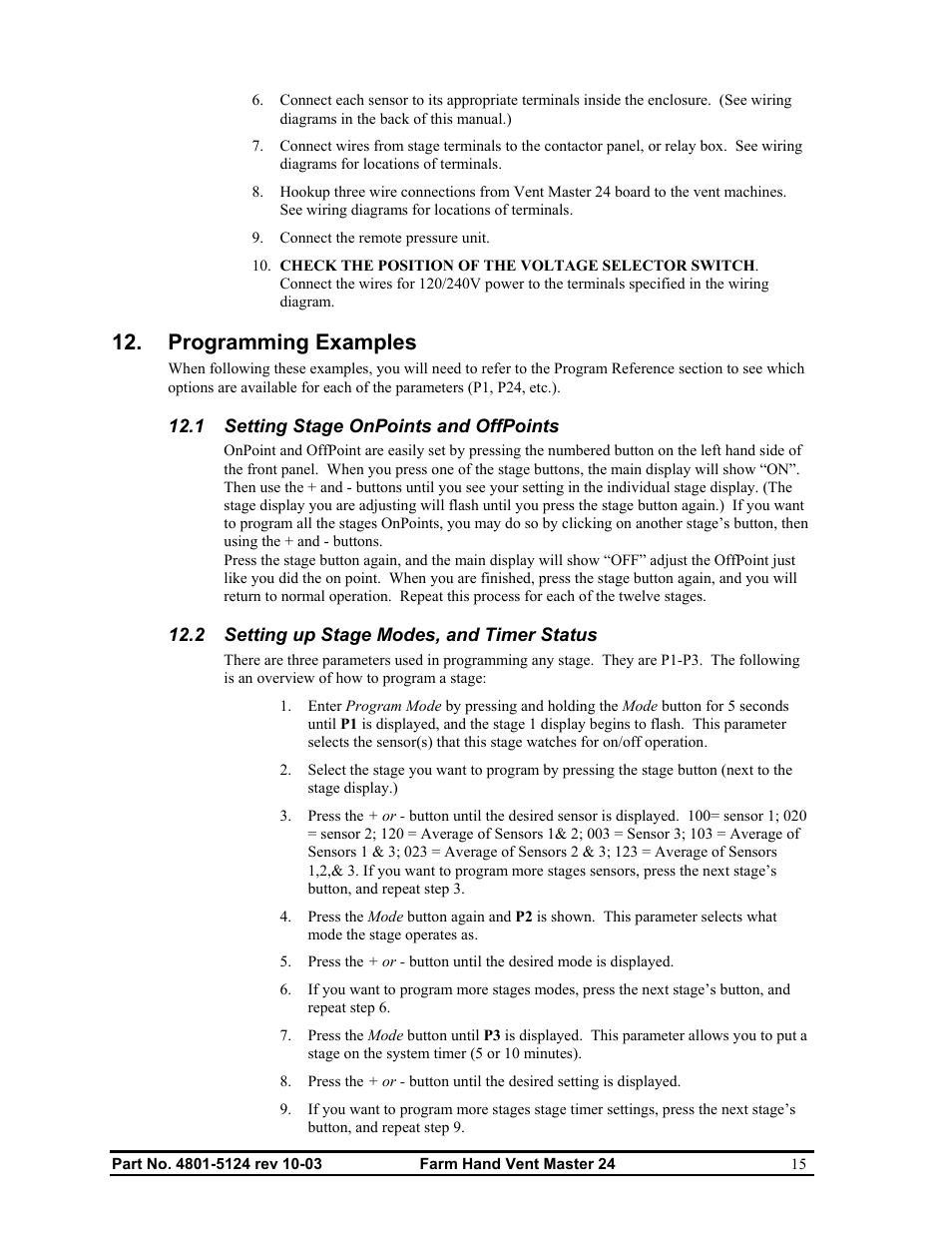 Programming examples | Hired-Hand Farm Hand Series: Vent Master 24 User Manual | Page 17 / 40