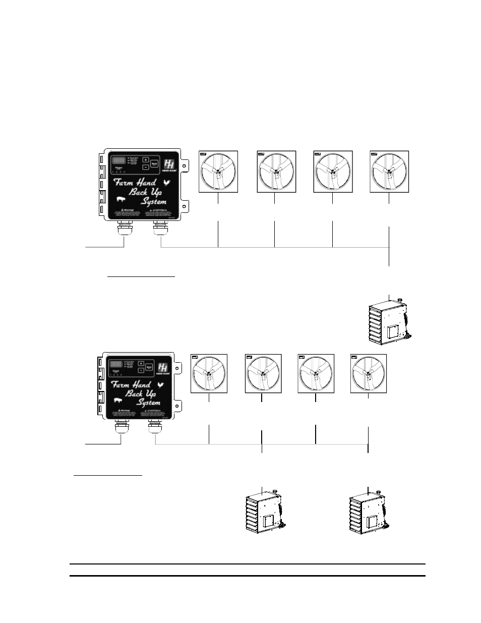 1 illustration of farm hand back up stages, Two room operation one room operation | Hired-Hand Emergency Back-Up and Alarms: Farm Hand Back Up System User Manual | Page 4 / 19
