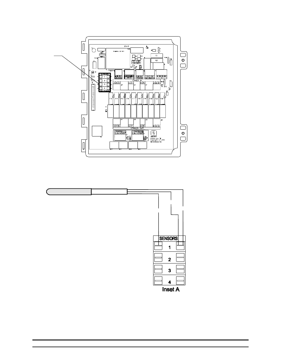 2 connecting sensors to the vent master | Hired-Hand Farm Hand Series: Vent Master 16 Stage User Manual | Page 28 / 44