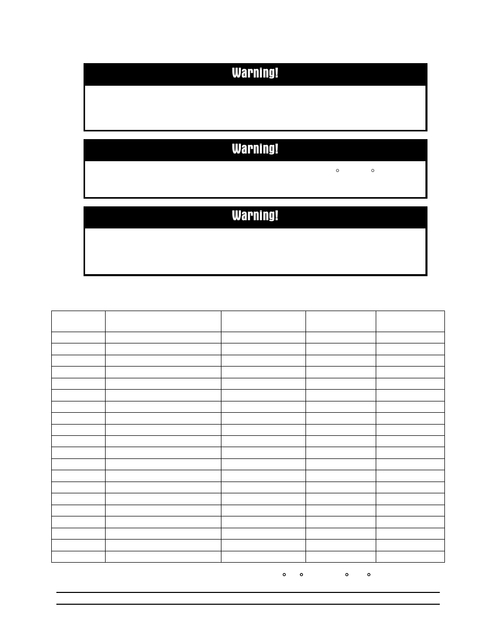 Warning, Warnings, Ratings and specifications | Hired-Hand Evolution Series 3000/3001 User Manual | Page 5 / 70