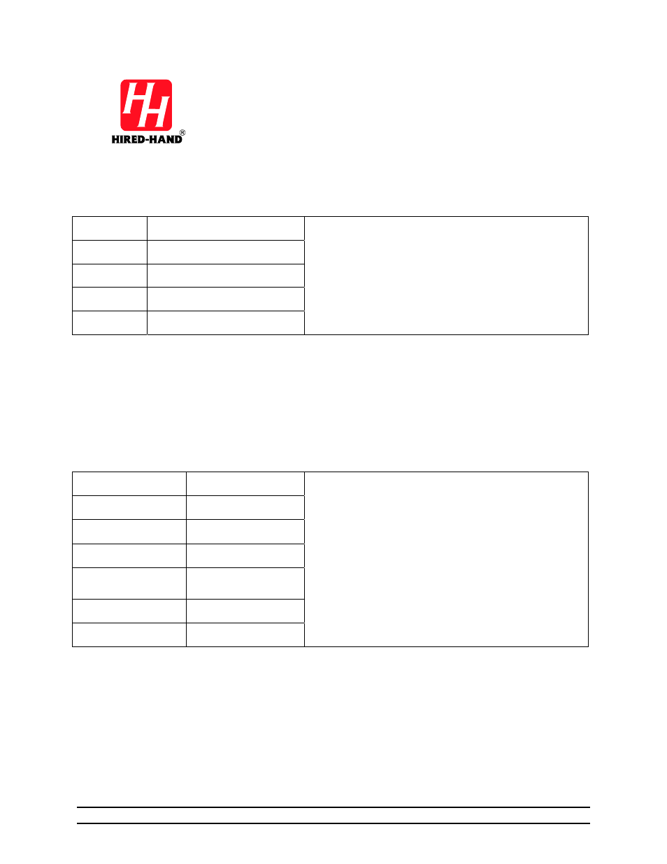 Back-up specifications, Alarm specifications | Hired-Hand Evolution Series 3000/3001 User Manual | Page 69 / 70