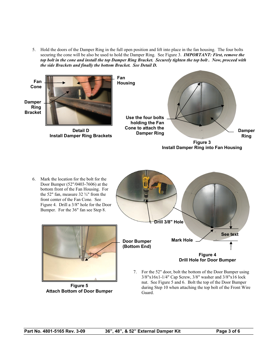 Hired-Hand Funnel Flow Fans: 36 48 & 52 External Damper Kit User Manual | Page 3 / 6