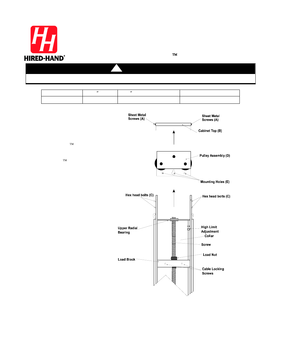 Hired-Hand PowerTrak: SPROCKET DRIVE ASSEMBLY User Manual | 4 pages