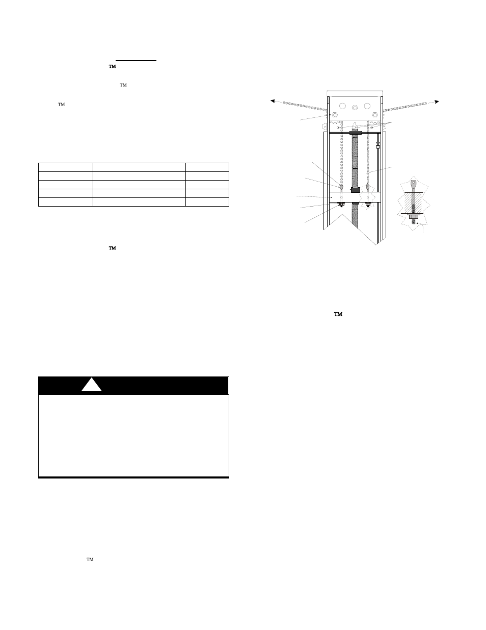 Warning, Option: powertrak, Chain adjustment kit | Sprocket chain installation with powertrak, Chain adjustment kit (see figure 4) | Hired-Hand PowerTrak: SPROCKET DRIVE ASSEMBLY User Manual | Page 3 / 4
