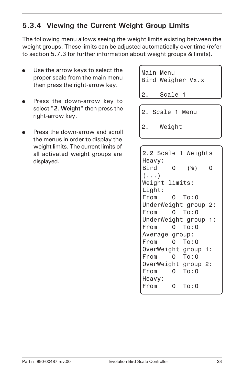 4 viewing the current weight group limits | Hired-Hand Evolution Series Bird Scale Manual User Manual | Page 23 / 47
