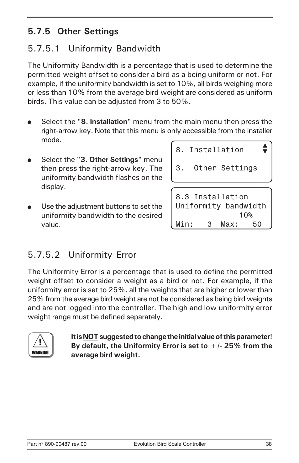 2 uniformity error | Hired-Hand Evolution Series Bird Scale Manual User Manual | Page 38 / 47