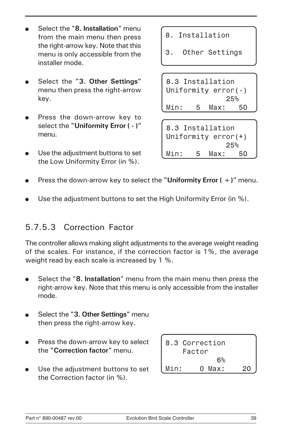 3 correction factor | Hired-Hand Evolution Series Bird Scale Manual User Manual | Page 39 / 47