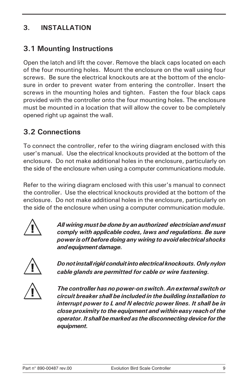 1 mounting instructions, 2 connections | Hired-Hand Evolution Series Bird Scale Manual User Manual | Page 9 / 47