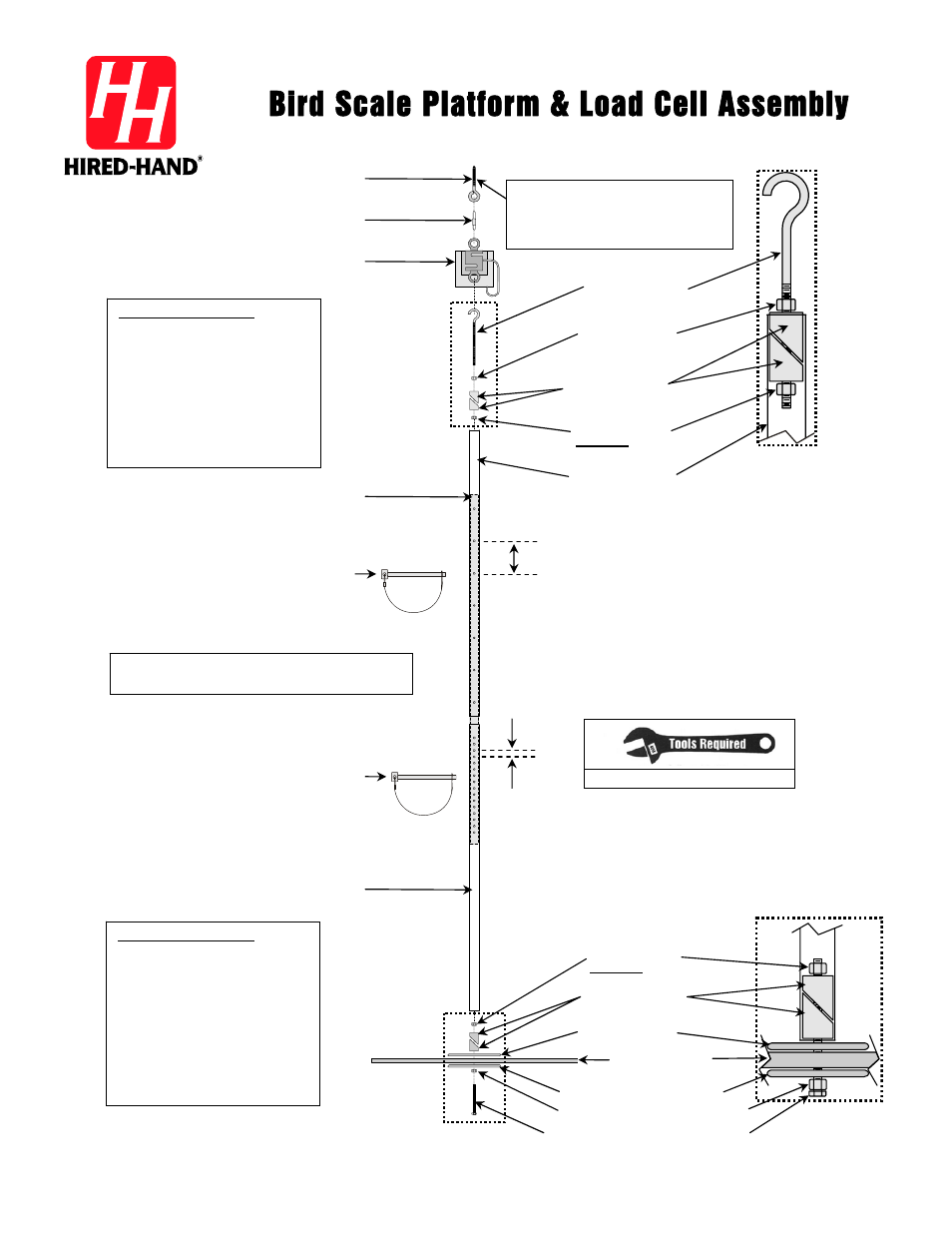 Hired-Hand Evolution Series Bird Scale: Platform & Load Cell Assembly User Manual | 1 page