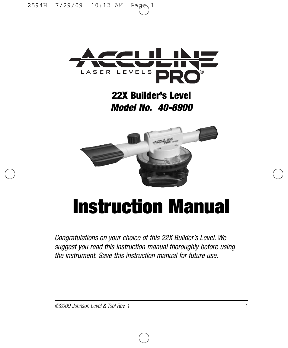 Johnson Level & Tool Mfg. 40-6902 User Manual | 16 pages