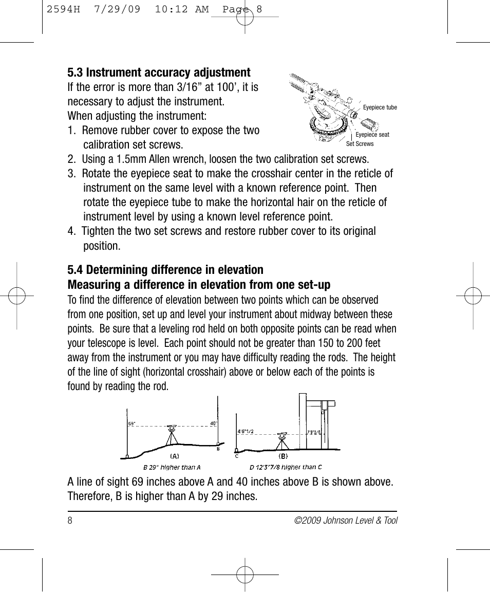3 instrument accuracy adjustment | Johnson Level & Tool Mfg. 40-6902 User Manual | Page 8 / 16