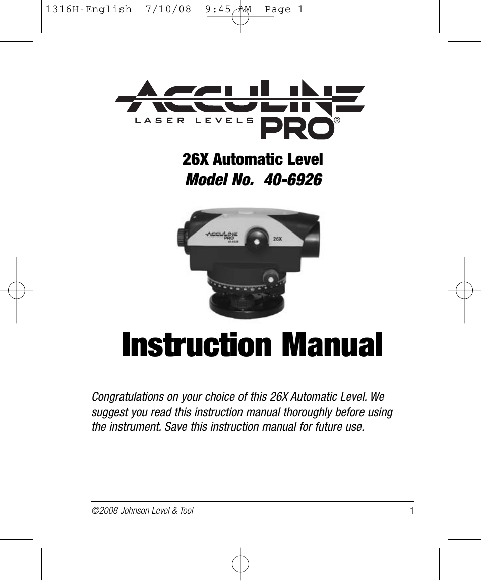 Johnson Level & Tool Mfg. 40-6963 User Manual | 12 pages