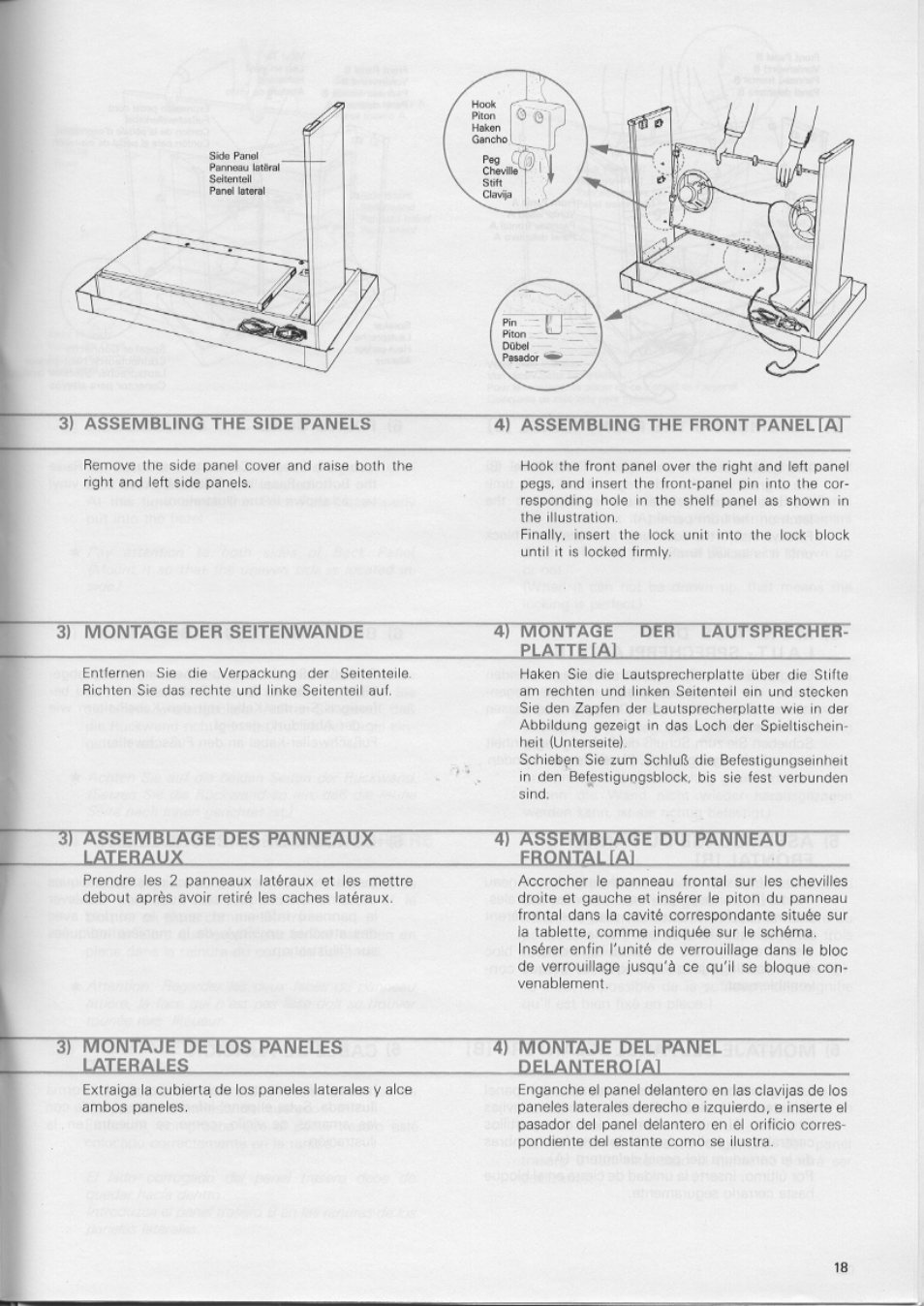 3} assembling thé side panels, Montage, 3f assemblage des panneaux | It montaje de los paneles | Yamaha CN-1000 User Manual | Page 23 / 30