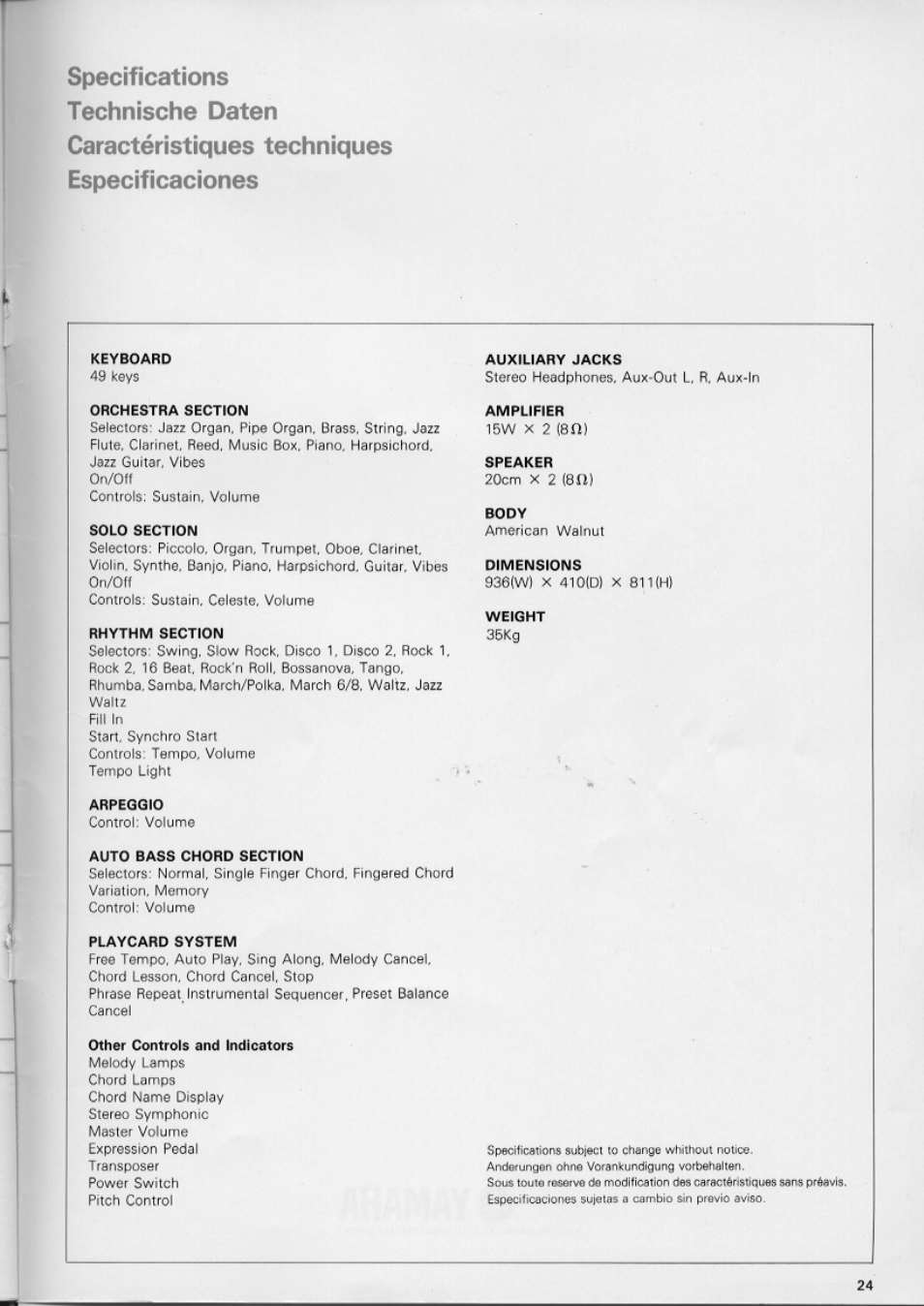 Yamaha CN-1000 User Manual | Page 29 / 30