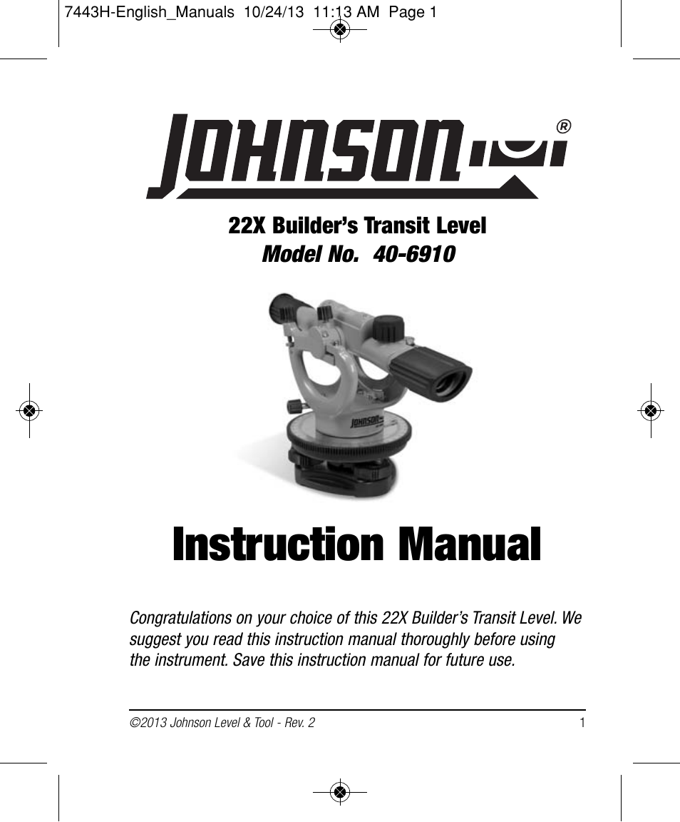 Johnson Level & Tool Mfg. 40-6912 User Manual | 16 pages