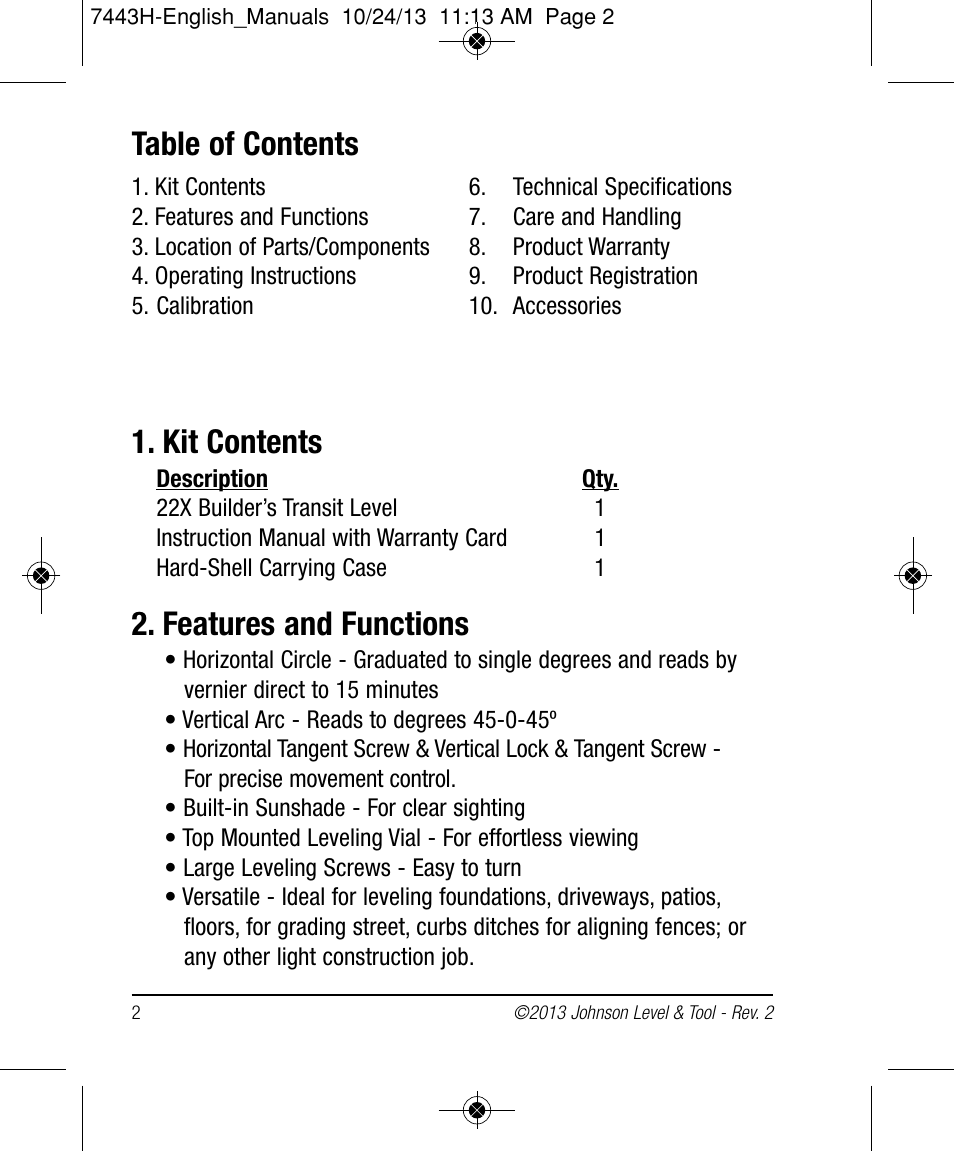 Johnson Level & Tool Mfg. 40-6912 User Manual | Page 2 / 16