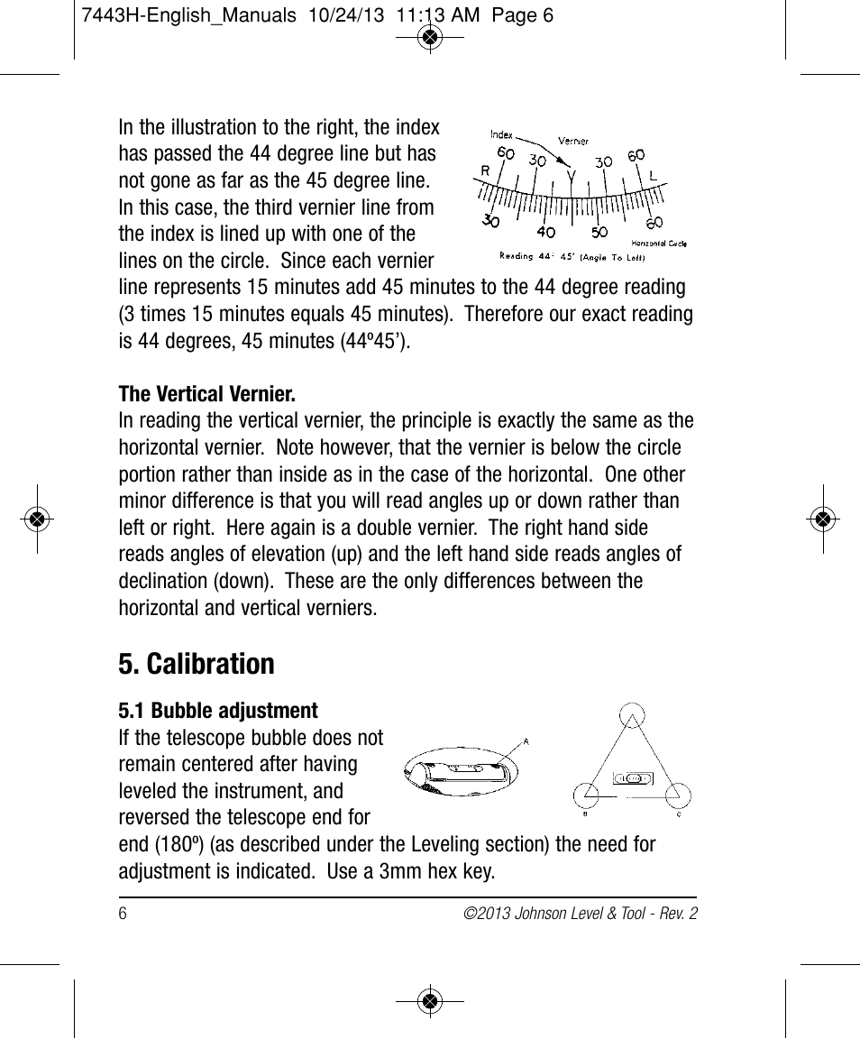 Calibration | Johnson Level & Tool Mfg. 40-6912 User Manual | Page 6 / 16