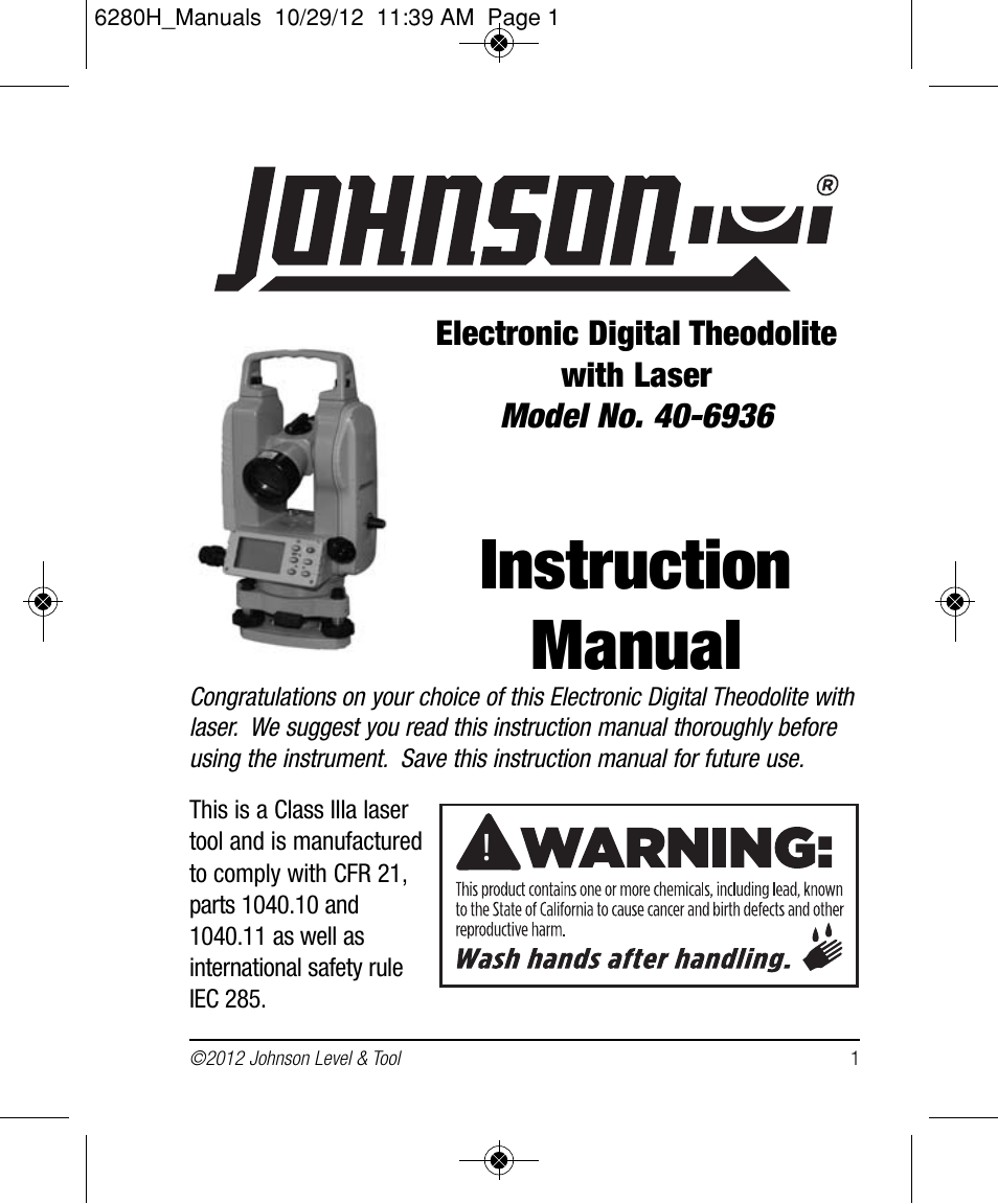 Johnson Level & Tool Mfg. 40-6936 User Manual | 38 pages