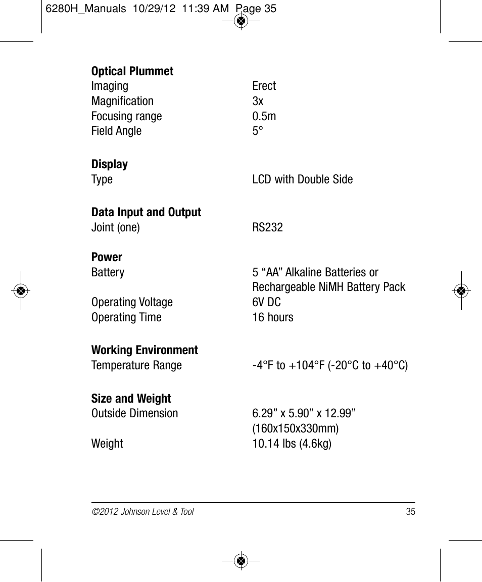 Johnson Level & Tool Mfg. 40-6936 User Manual | Page 35 / 38