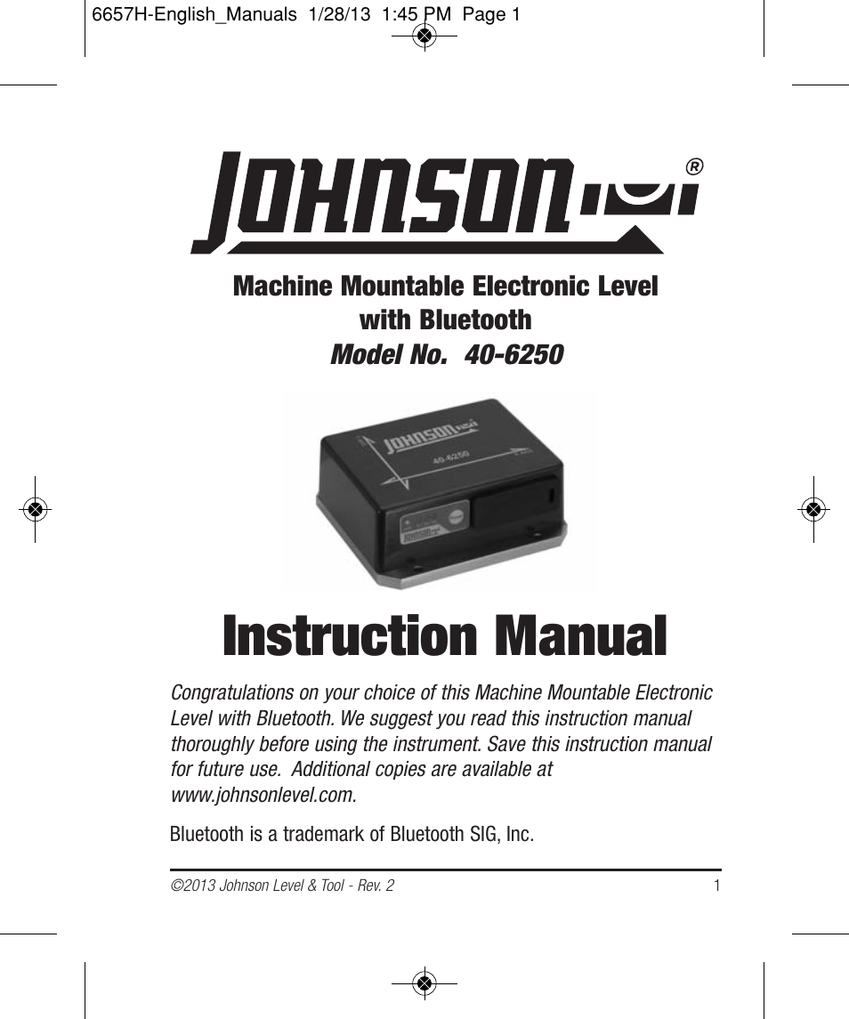 Johnson Level & Tool Mfg. 40-6250 User Manual | 12 pages