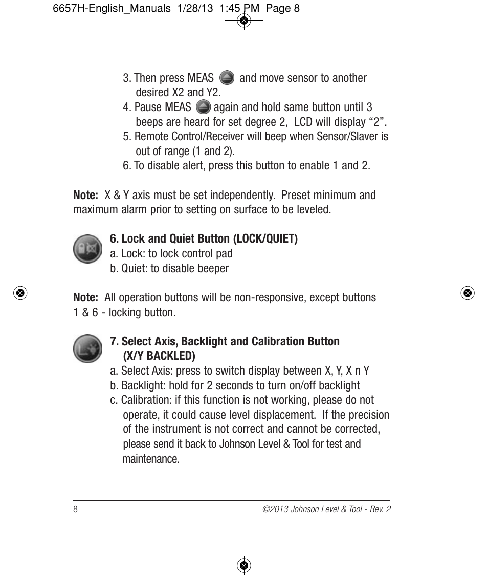 Johnson Level & Tool Mfg. 40-6250 User Manual | Page 8 / 12