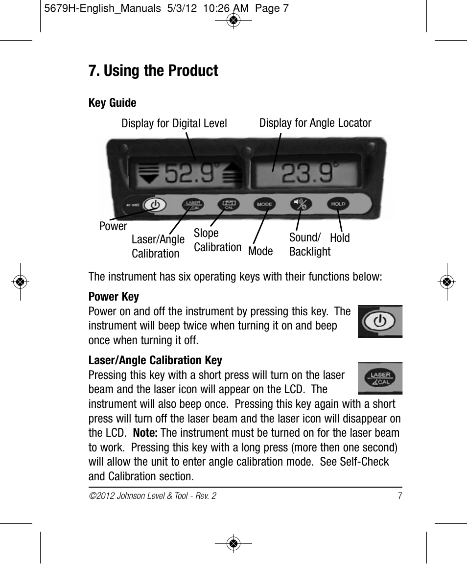 Using the product | Johnson Level & Tool Mfg. 40-6065 User Manual | Page 7 / 16