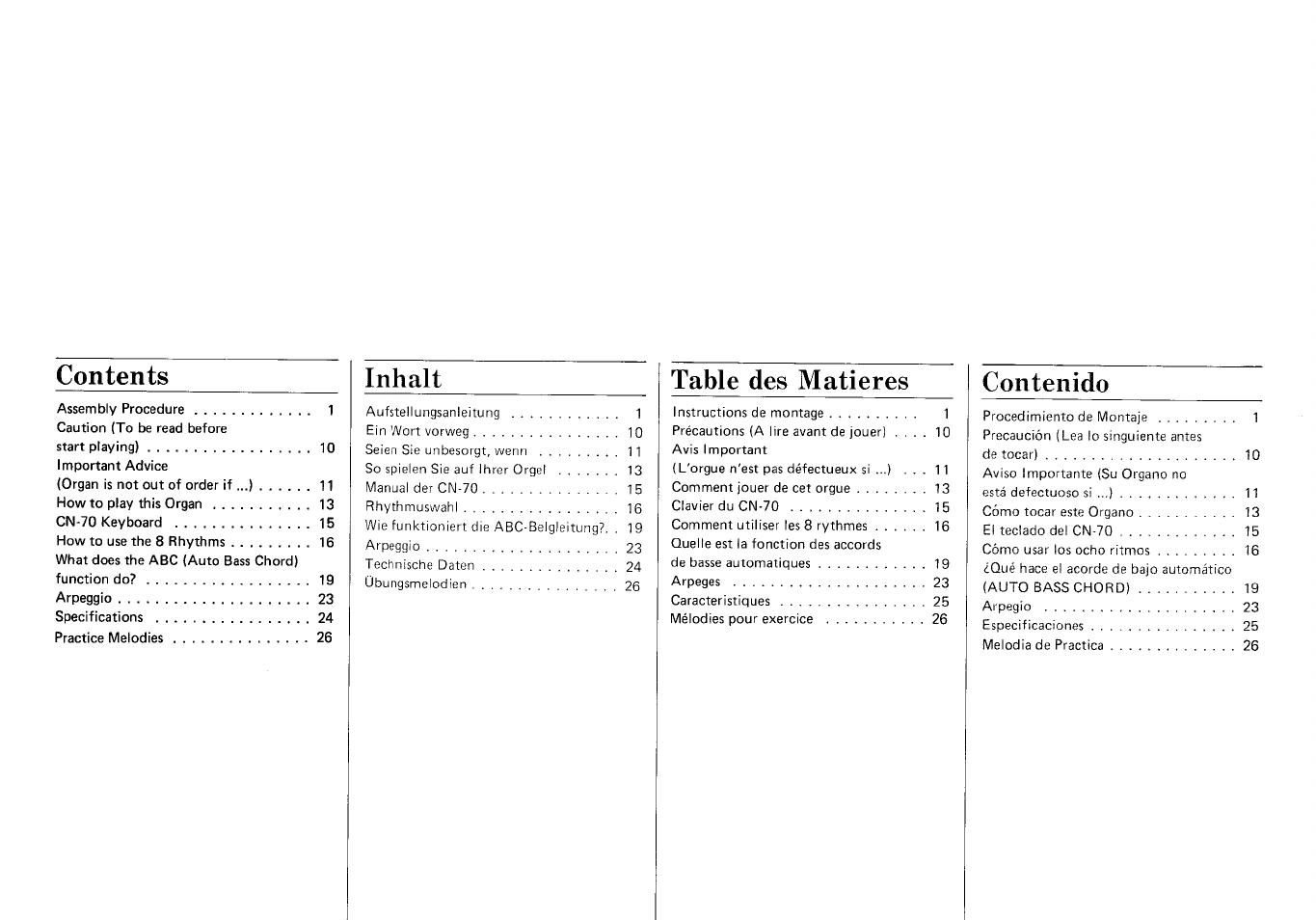 Yamaha CN-70 User Manual | Page 2 / 16