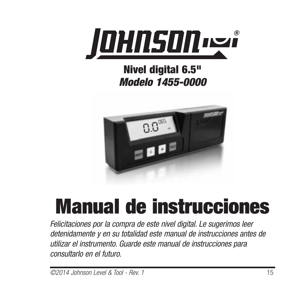 Manual de instrucciones | Johnson Level & Tool Mfg. 1455-0000 User Manual | Page 15 / 42