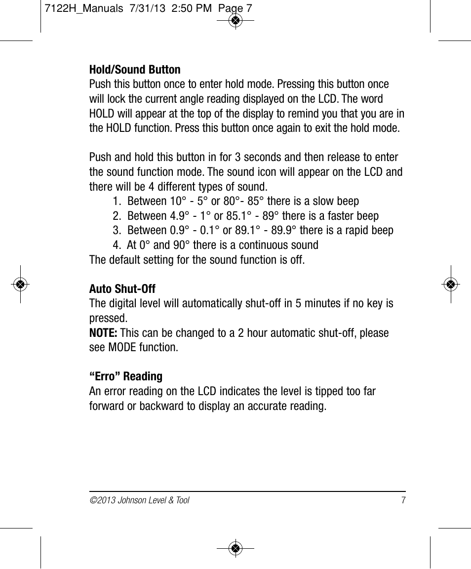 Johnson Level & Tool Mfg. 1457-1000 User Manual | Page 7 / 12