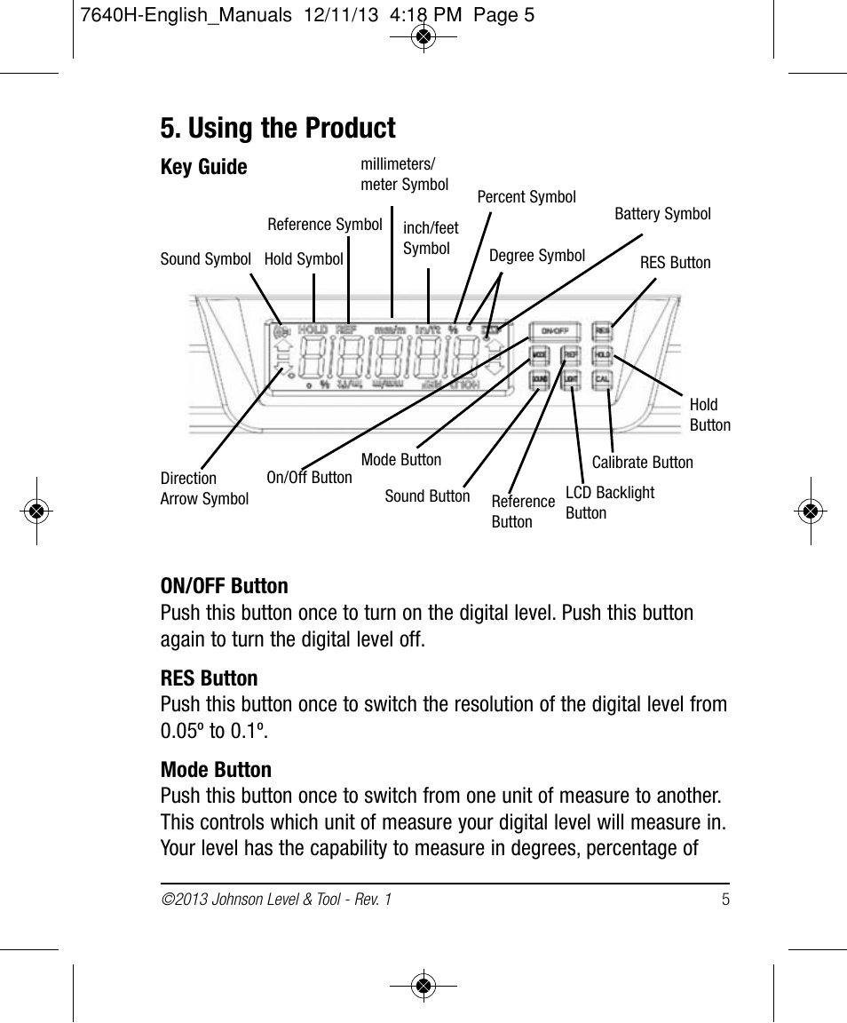 Using the product | Johnson Level & Tool Mfg. 1880-4800 User Manual | Page 5 / 12