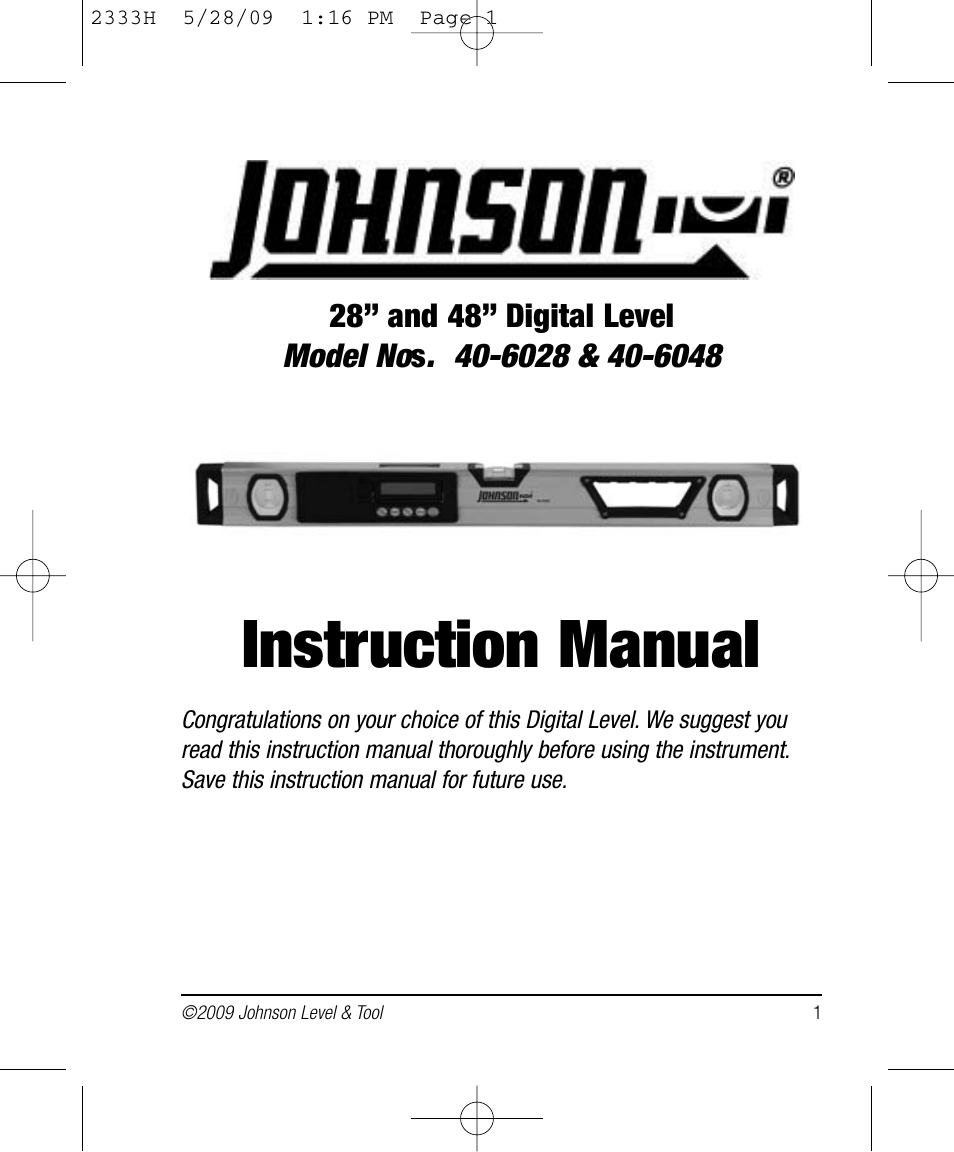 Johnson Level & Tool Mfg. 40-6048 User Manual | 12 pages