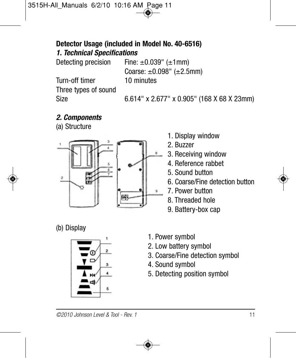 Johnson Level & Tool Mfg. 40-6517 User Manual | Page 11 / 84
