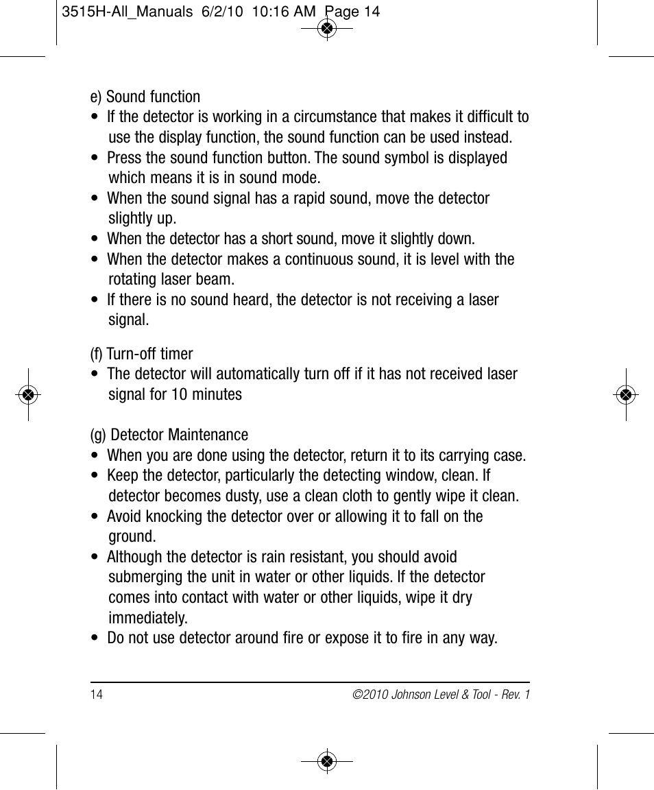 Johnson Level & Tool Mfg. 40-6517 User Manual | Page 14 / 84
