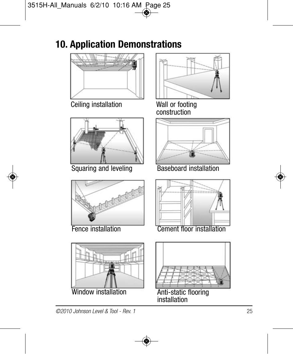 Application demonstrations | Johnson Level & Tool Mfg. 40-6517 User Manual | Page 25 / 84