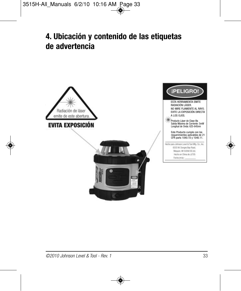 Johnson Level & Tool Mfg. 40-6517 User Manual | Page 33 / 84
