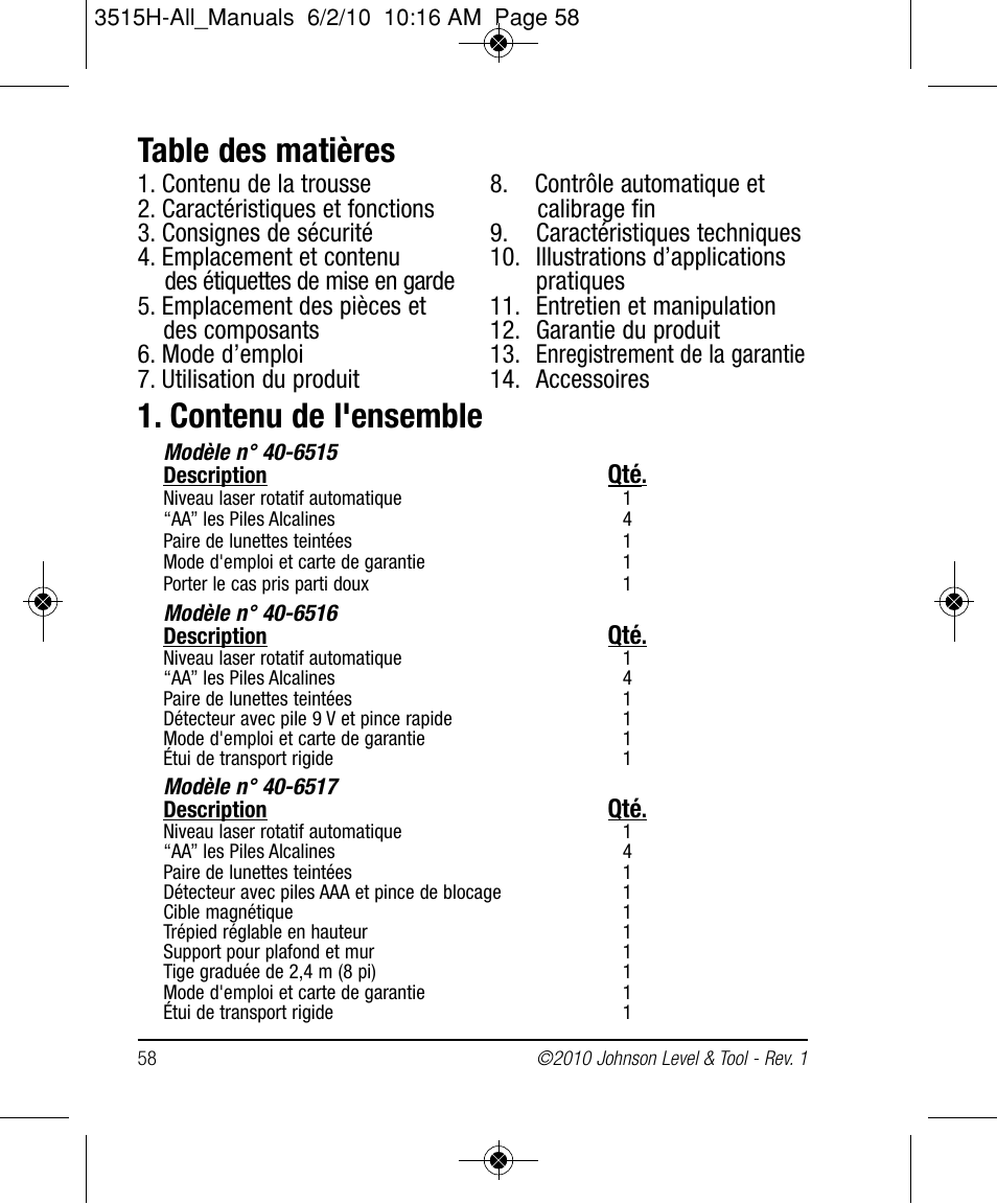 Johnson Level & Tool Mfg. 40-6517 User Manual | Page 58 / 84