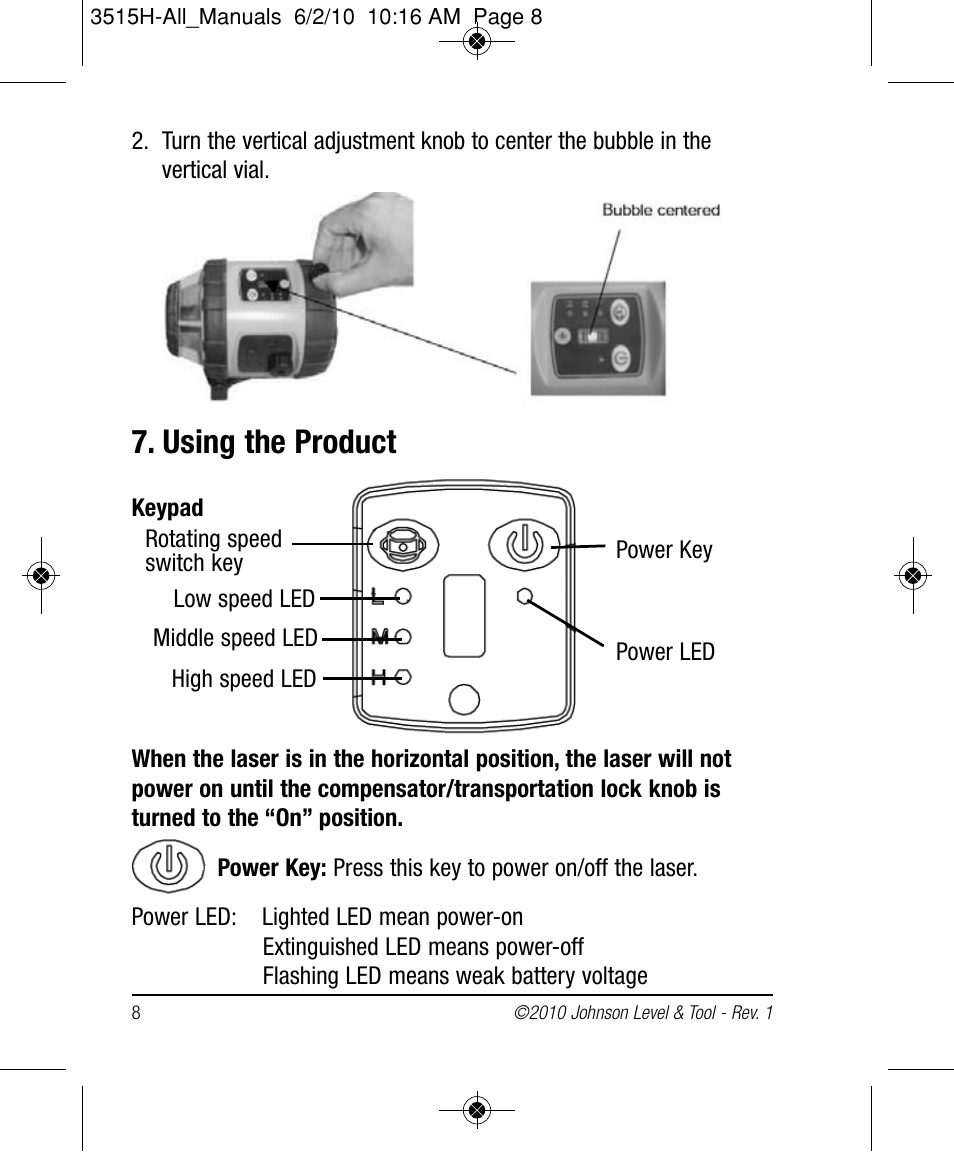 Using the product | Johnson Level & Tool Mfg. 40-6517 User Manual | Page 8 / 84