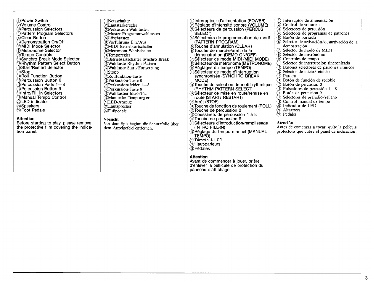 Attention | Yamaha DD-10 User Manual | Page 5 / 20