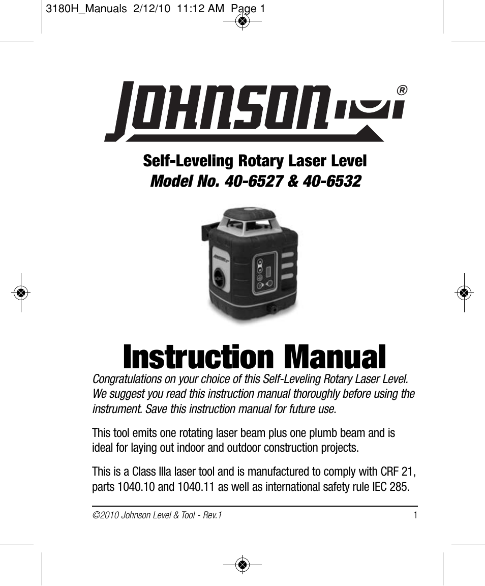 Johnson Level & Tool Mfg. 40-6532 User Manual | 24 pages