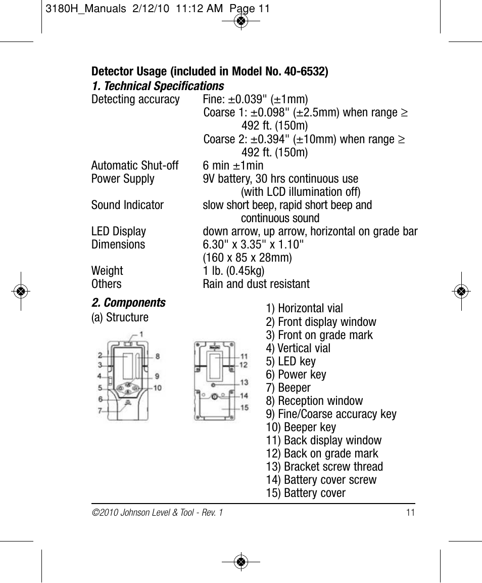 Johnson Level & Tool Mfg. 40-6532 User Manual | Page 11 / 24